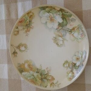 Hand painted porcelain gold rose  plate Royal Austria signed Janns 9" wide